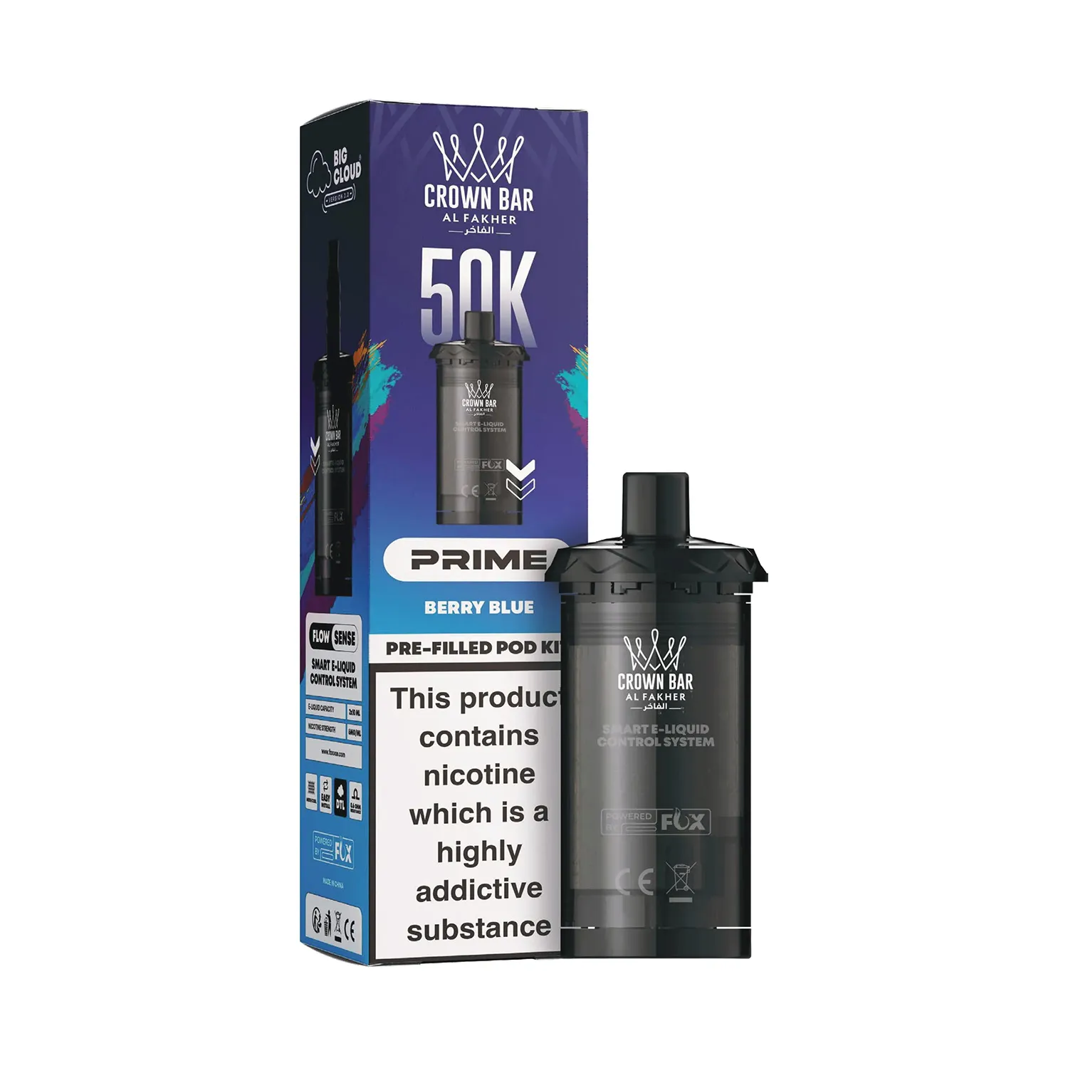 AL FAKHER CROWN BAR PRIME 50K PRE-FILLED POD KIT - BERRY BLUE Prime Pod Refill - Berry Blue (Box) - Image 1