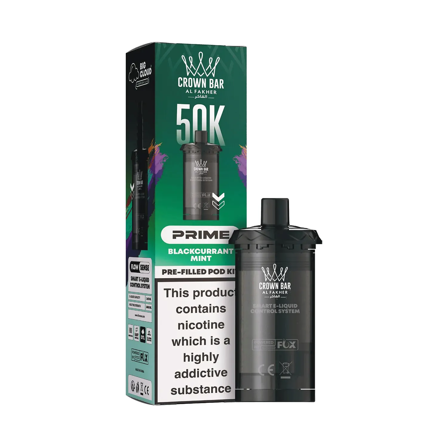 AL FAKHER CROWN BAR PRIME 50K PRE-FILLED POD KIT - BLACKCURRANT MINT Prime Pod Refill - Blackcurrant Mint (Carton) - Image 1