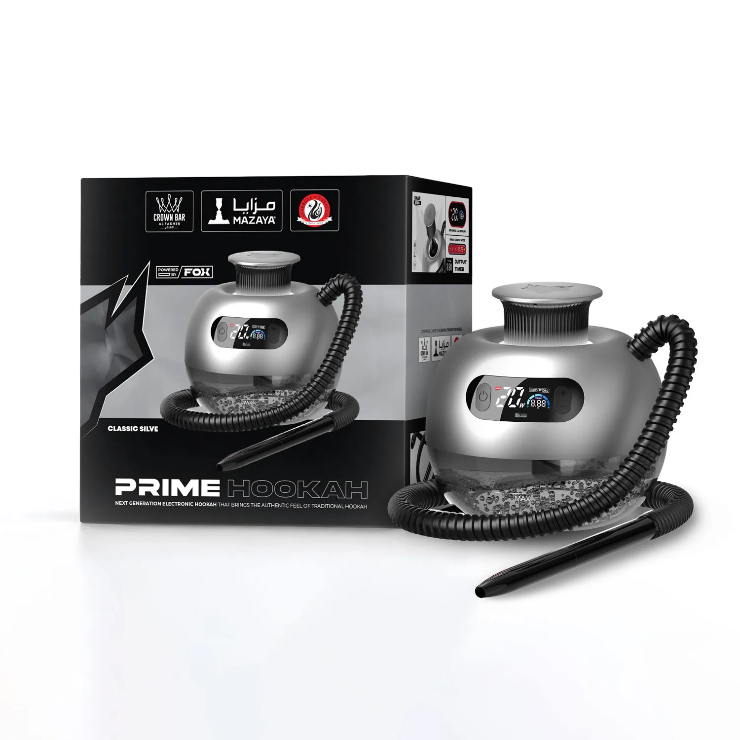 Prime-Hookah-Classic-Silver Prime Hookah - Classic Silver (Case) - Image 1